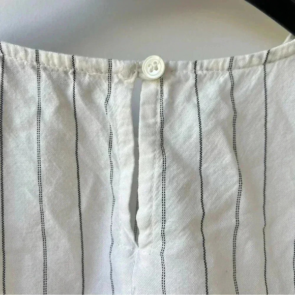 Madewell Ruffle-Yoke Prairie Top - Pinstripe Black and White - Size S - Picture 7 of 9